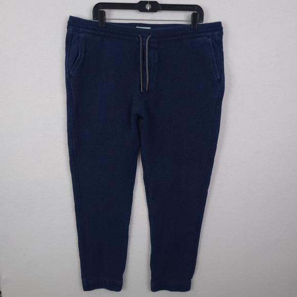 Taylor Stitch Apres Pants Mens 2XL Blue Waffle Knit Sweats Joggers Fit Organic